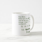 パーソナライズされたユーモアのあるOfficeの作業遊ボス、緑 コーヒーマグカップ (正面右)