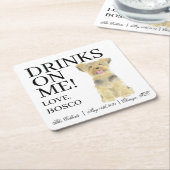 パーソナライズされたヨークシャーテリアヨークシャー結婚テリアズ スクエアペーパーコースター (アングル)