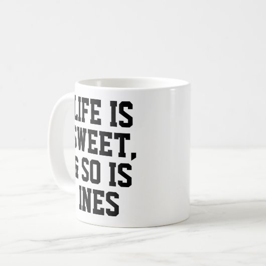 パーソナライズされたライフはスウィートユーモア名言スローガンマグ コーヒーマグカップ (正面左)