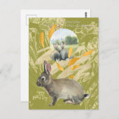 パーソナライズされたライムコラージュ水カラーラビット ポストカード (正面/裏面)