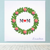 パーソナライズされたラウレルの花輪のバラ キャンバスプリント (インサイチュ (ウッドフロア))