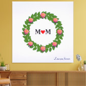 パーソナライズされたラウレルの花輪のバラ キャンバスプリント (インサイチュ (リビング))