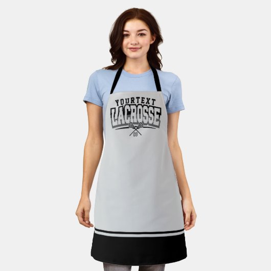 パーソナライズされたラクロスプレイヤー名の追加チーム番号 エプロン (着用した状態)