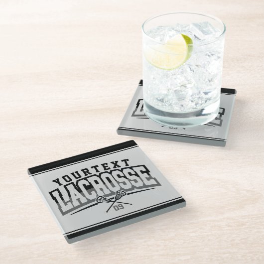 パーソナライズされたラクロスプレイヤー名の追加チーム番号 ガラスコースター (アングル)