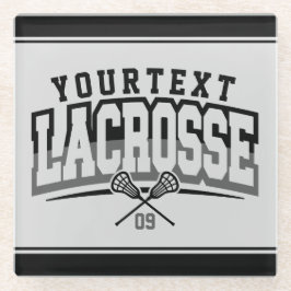 パーソナライズされたラクロスプレイヤー名の追加チーム番号 ガラスコースター