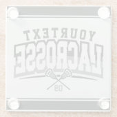 パーソナライズされたラクロスプレイヤー名の追加チーム番号 ガラスコースター (裏面)