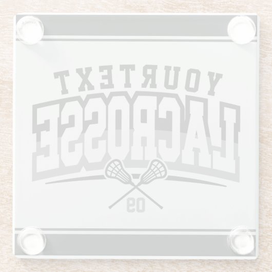 パーソナライズされたラクロスプレイヤー名の追加チーム番号 ガラスコースター (裏面)
