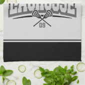 パーソナライズされたラクロスプレイヤー名の追加チーム番号 キッチンタオル (折り畳み)