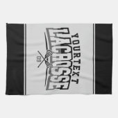 パーソナライズされたラクロスプレイヤー名の追加チーム番号 キッチンタオル (横)