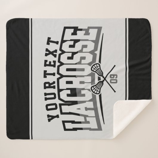 パーソナライズされたラクロスプレイヤー名の追加チーム番号 シェルパブランケット (正面(横))
