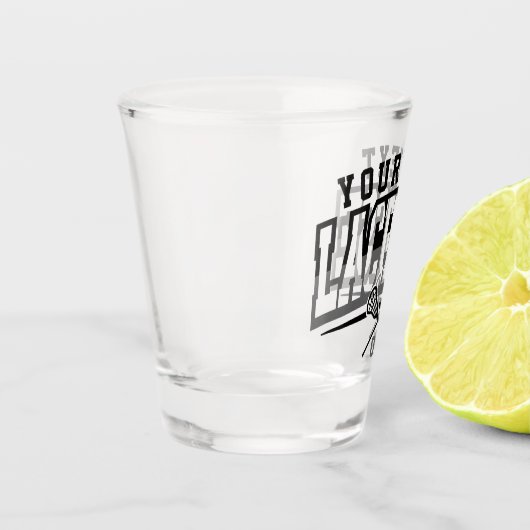 パーソナライズされたラクロスプレイヤー名の追加チーム番号 ショットグラス (左)