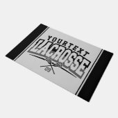 パーソナライズされたラクロスプレイヤー名の追加チーム番号 ドアマット (アングル)