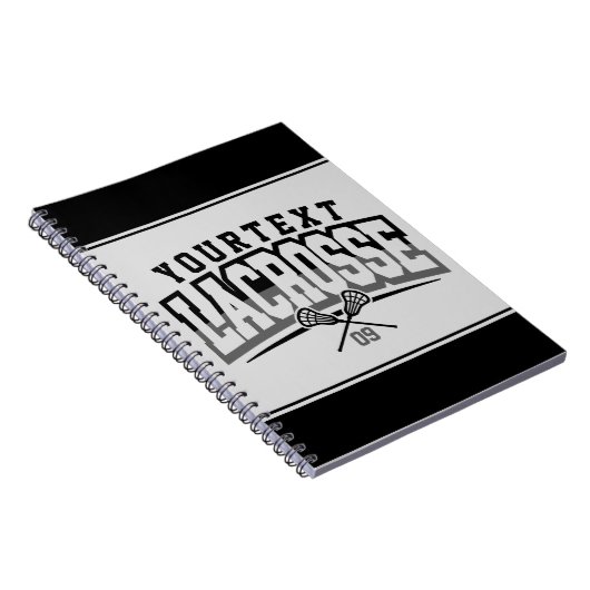 パーソナライズされたラクロスプレイヤー名の追加チーム番号 ノートブック (右側)