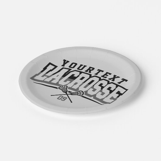 パーソナライズされたラクロスプレイヤー名の追加チーム番号 ペーパープレート (アングル)