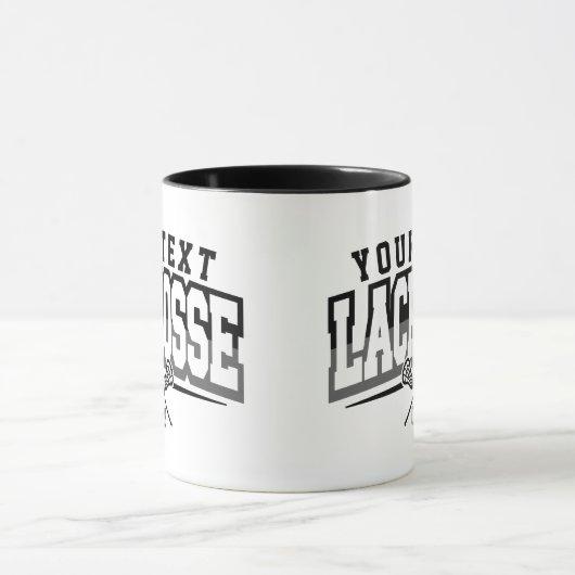 パーソナライズされたラクロスプレイヤー名の追加チーム番号 マグカップ (中央)