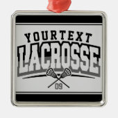 パーソナライズされたラクロスプレイヤー名の追加チーム番号 メタルオーナメント (正面)