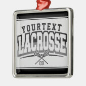 パーソナライズされたラクロスプレイヤー名の追加チーム番号 メタルオーナメント (左)