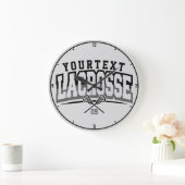 パーソナライズされたラクロスプレイヤー名の追加チーム番号 ラージ壁時計 (ホーム)