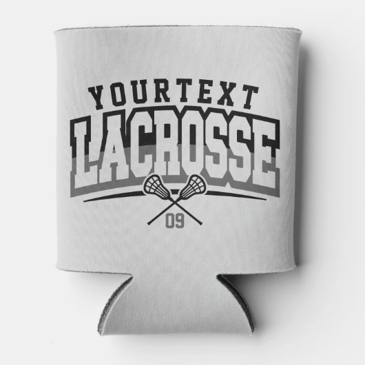 パーソナライズされたラクロスプレイヤー名の追加チーム番号 缶クーラー (正面)