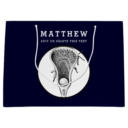 パーソナライズされたラクロス大抱き枕 ラージペーパーバッグ (正面)