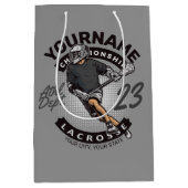 パーソナライズされたラクロス選手のスポーツチーム攻撃  ミディアムペーパーバッグ (正面)