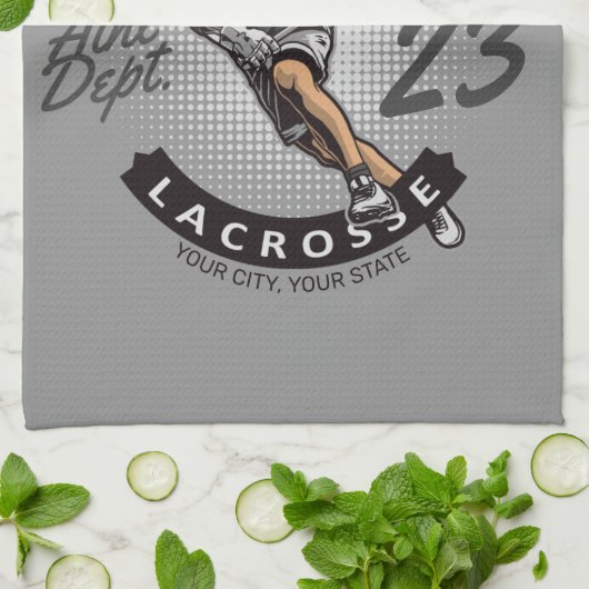 パーソナライズされたラクロス選手スポーツチームの攻撃 キッチンタオル (折り畳み)