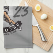 パーソナライズされたラクロス選手スポーツチームの攻撃 キッチンタオル (四つ折り)