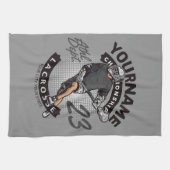 パーソナライズされたラクロス選手スポーツチームの攻撃 キッチンタオル (横)