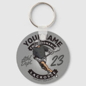 パーソナライズされたラクロス選手スポーツチームの攻撃 キーホルダー (正面)