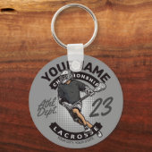 パーソナライズされたラクロス選手スポーツチームの攻撃 キーホルダー (正面)