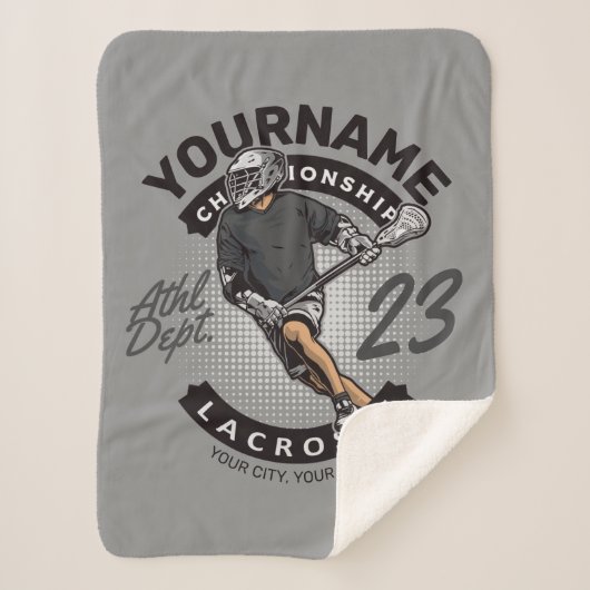 パーソナライズされたラクロス選手スポーツチームの攻撃 シェルパブランケット (正面)