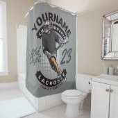 パーソナライズされたラクロス選手スポーツチームの攻撃 シャワーカーテン (インサイチュ)