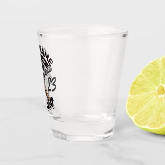 パーソナライズされたラクロス選手スポーツチームの攻撃 ショットグラス (右)