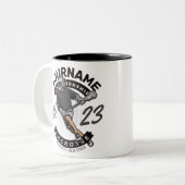 パーソナライズされたラクロス選手スポーツチームの攻撃 ツートーンマグカップ (正面左)