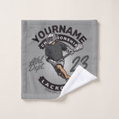 パーソナライズされたラクロス選手スポーツチームの攻撃 バスタオルセット (ウォッシュタオル)