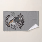 パーソナライズされたラクロス選手スポーツチームの攻撃 バスタオルセット (ハンドタオル)