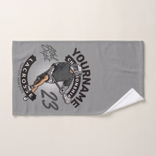 パーソナライズされたラクロス選手スポーツチームの攻撃 バスタオルセット (ハンドタオル)