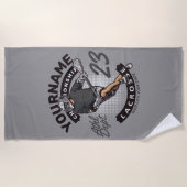 パーソナライズされたラクロス選手スポーツチームの攻撃 ビーチタオル (正面)