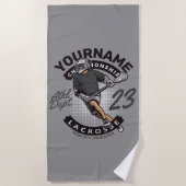 パーソナライズされたラクロス選手スポーツチームの攻撃 ビーチタオル (正面)