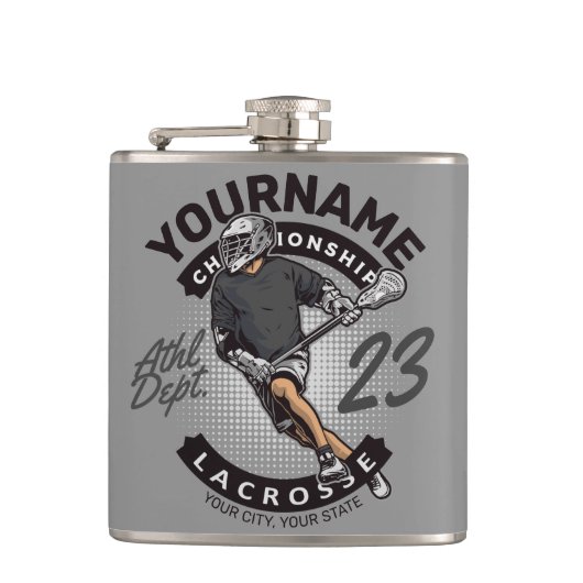 パーソナライズされたラクロス選手スポーツチームの攻撃 フラスク (正面)