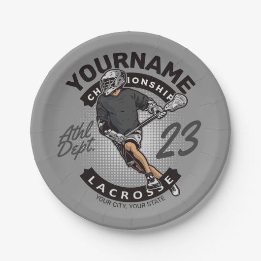 パーソナライズされたラクロス選手スポーツチームの攻撃 ペーパープレート (正面)