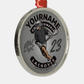 パーソナライズされたラクロス選手スポーツチームの攻撃 メタルオーナメント (右)