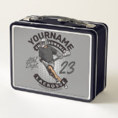 パーソナライズされたラクロス選手スポーツチームの攻撃 メタルランチボックス (裏面)