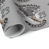 パーソナライズされたラクロス選手スポーツチームの攻撃 ラッピングペーパー (ロールコーナー)