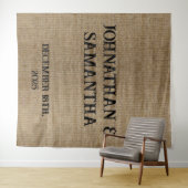 パーソナライズされたラスティックな麻の結婚式のタペストリー タペストリー (インサイチュ(横))