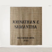パーソナライズされたラスティックな麻の結婚式のタペストリー タペストリー (正面)