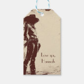パーソナライズされたラスティックカウガールウェスタンパーティー ギフトタグ (正面)