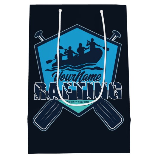 パーソナライズされたラフティング・ホワイトウォーター・リバー・アドベンチャー ミディアムペーパーバッグ (裏面)