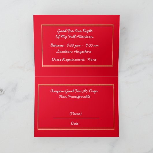 パーソナライズされたラブクーポン カード (内部)