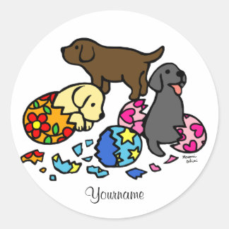パーソナライズされたラブラドールの子犬たち ラウンドシール